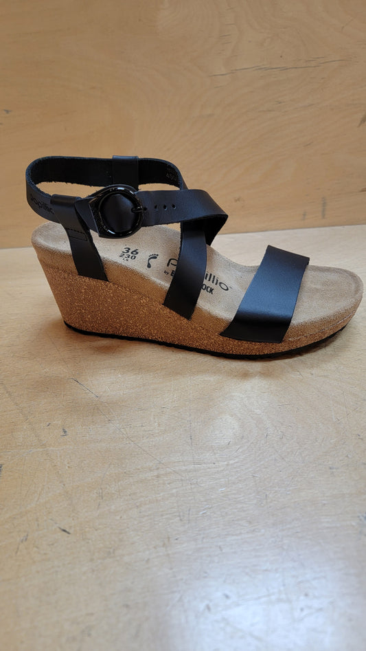 Birkenstock sibyl ring buckle wedge open toe 1018677 black