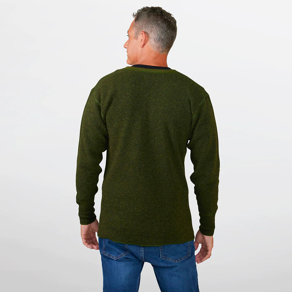 Stanfields Heritage Heavy Weight Wool Henley #1328 440 alpine green