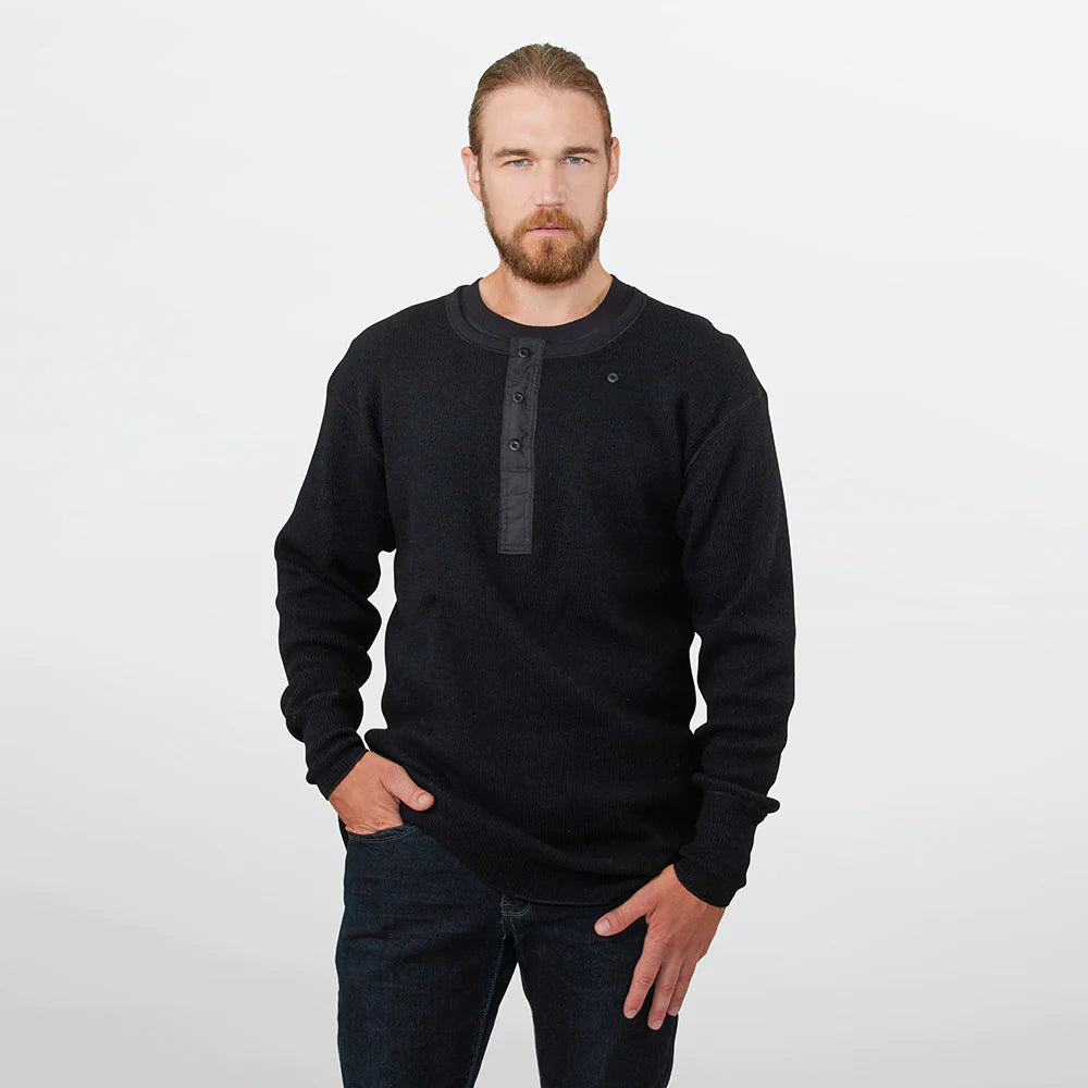 Stanfields Heritage Heavy Weight Wool Henley #1328 552 black
