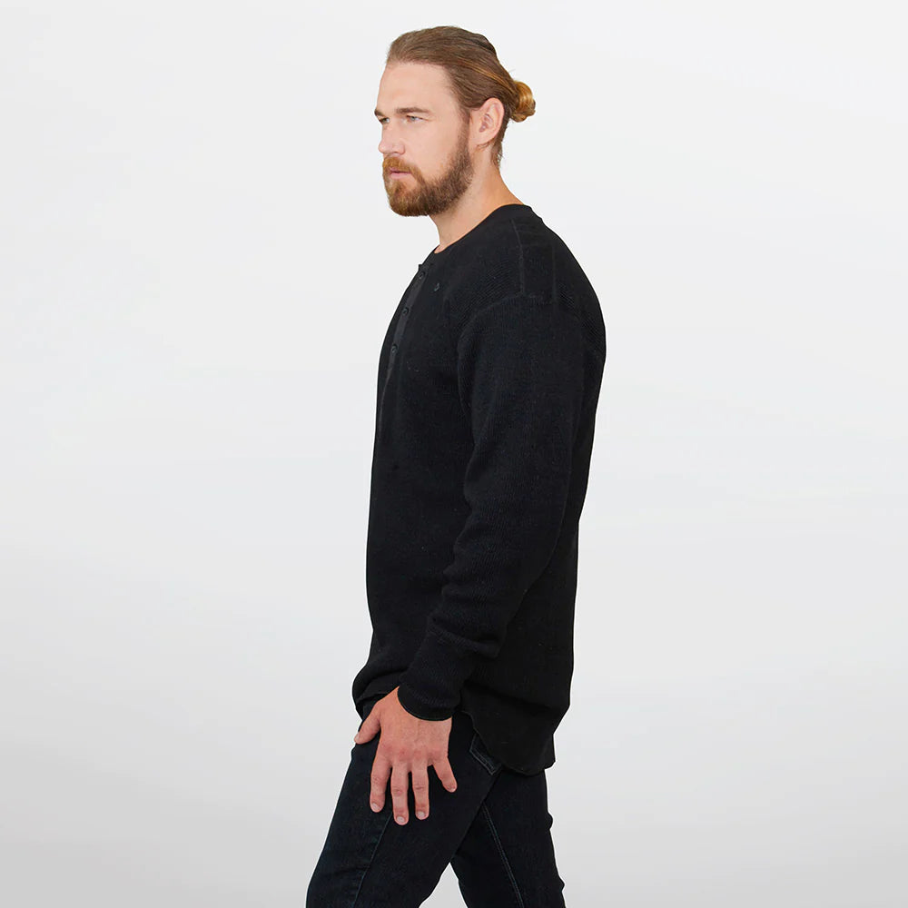 Stanfields Heritage Heavy Weight Wool Henley #1328 552 black