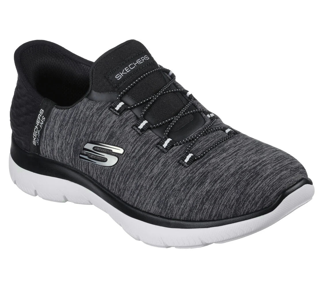 Womens Skechers Slip-ins: Summits - Dazzling Haze 149937bkw heather black available in regular width and wide width