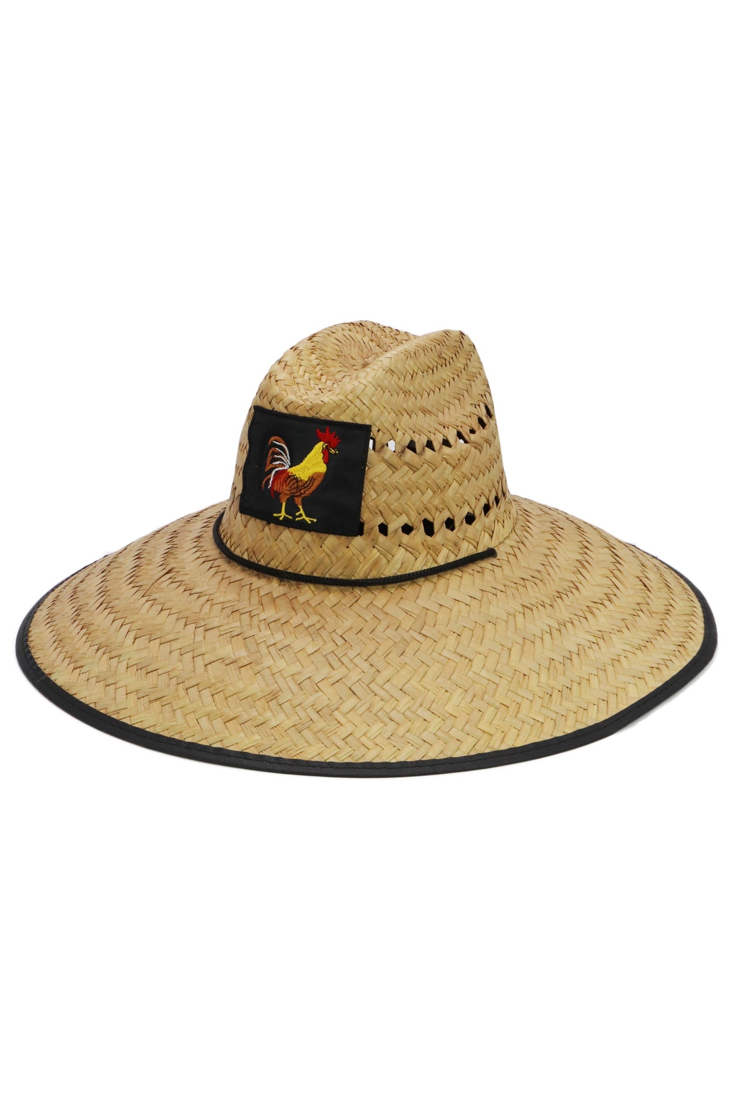 Malibu rooster vegan leather trim straw lifeguard hat cb-029
