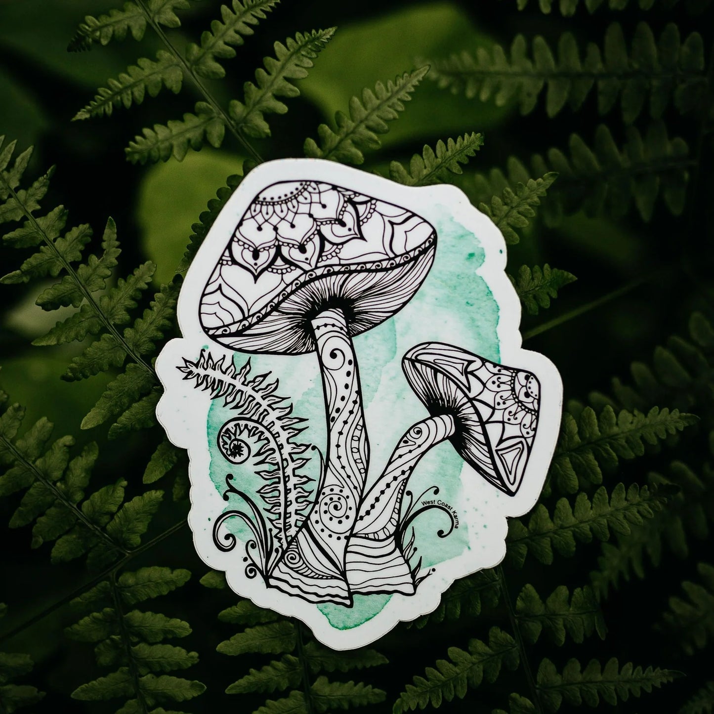 West Coast Karma Watercolor Mushroom Sticker