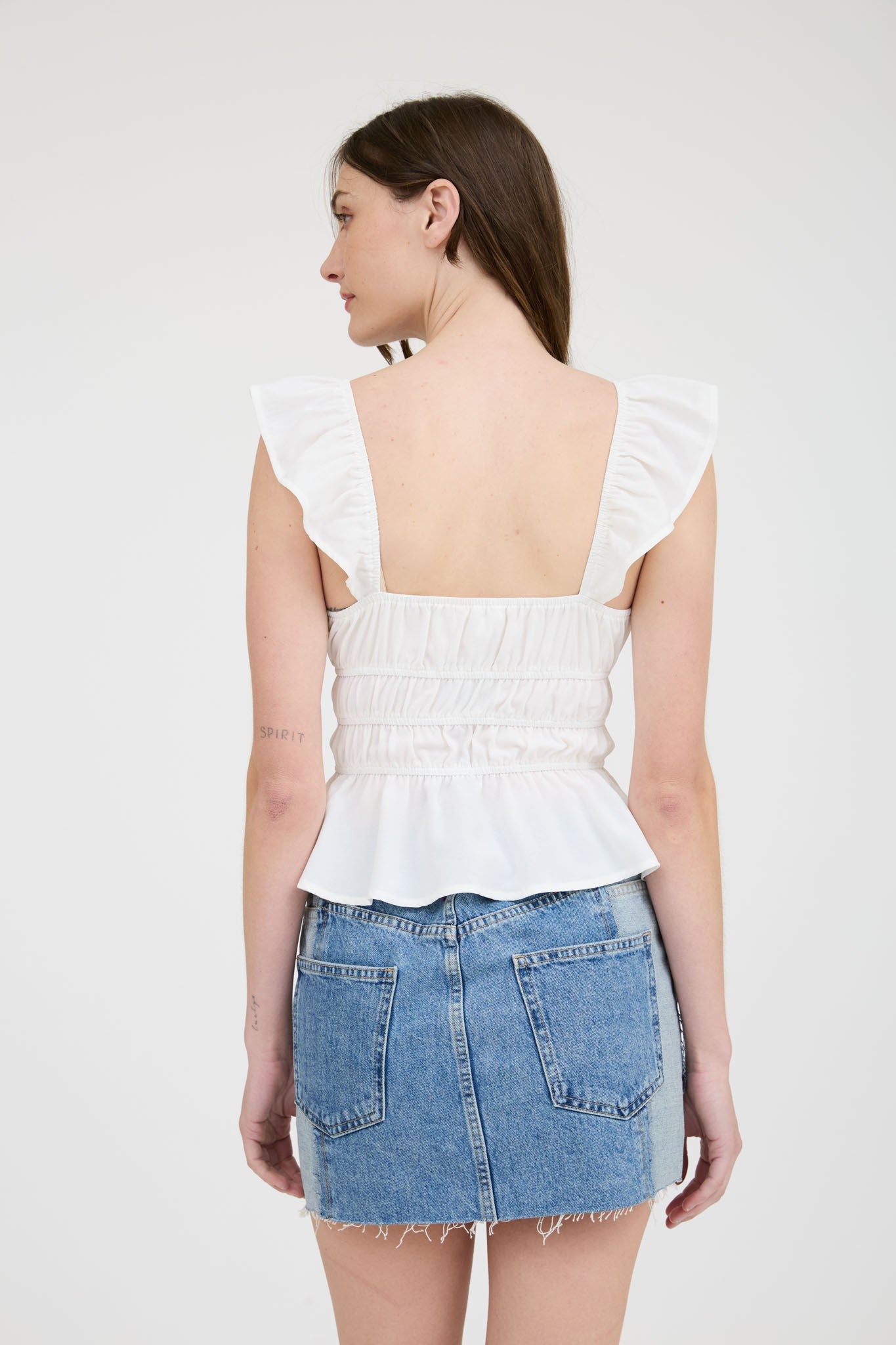 Malibu ruffle trim top tb8853 white