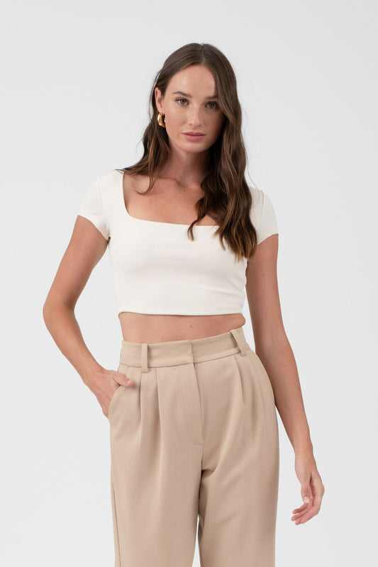 Malibu scoop neck crop top tw1559 cream