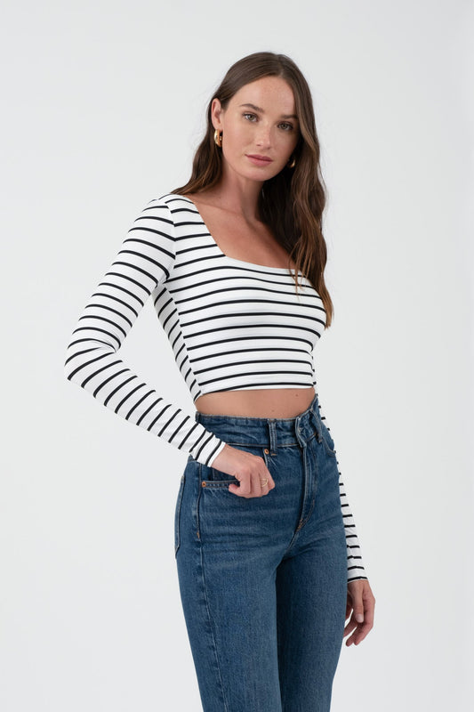 Malibu long sleeve crop top tw1690 white