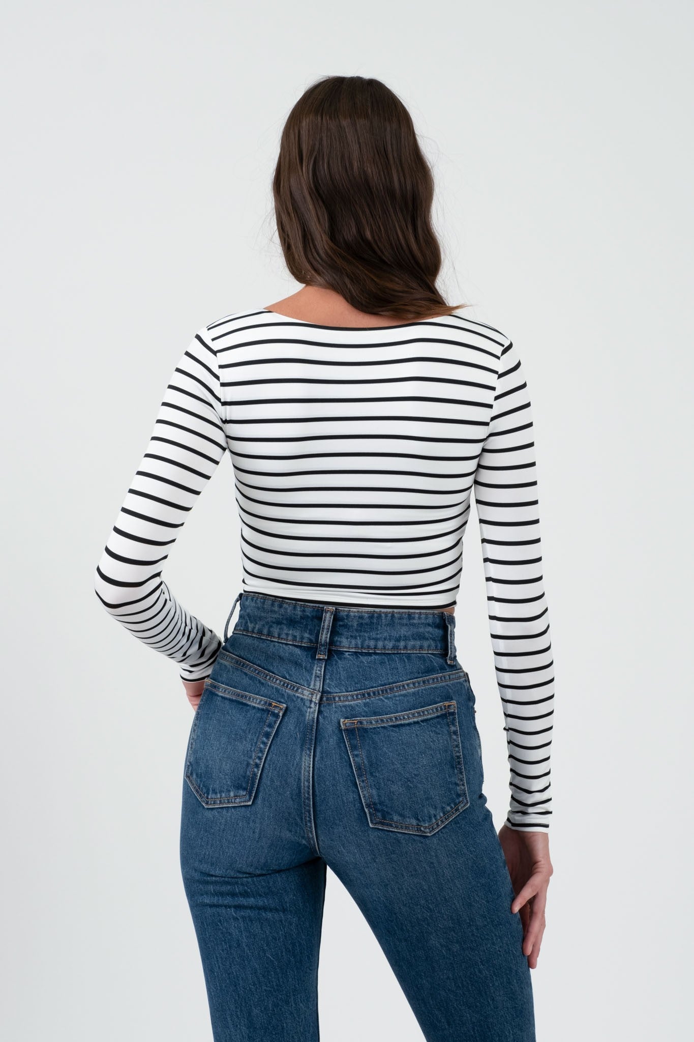 Malibu long sleeve crop top tw1690 white
