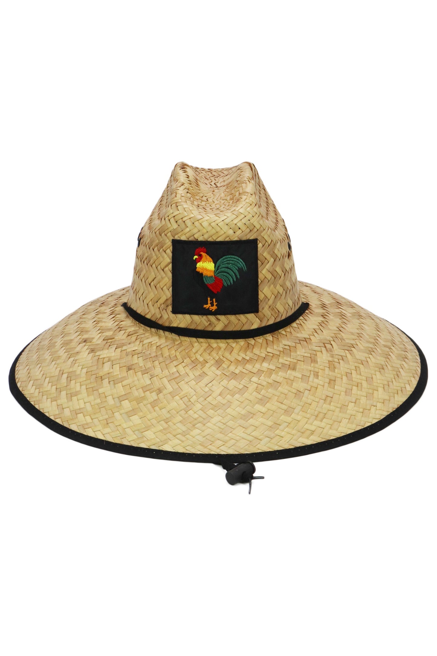 Malibu rooster el gallo patch eyelet straw lifeguard hat cb-277 black