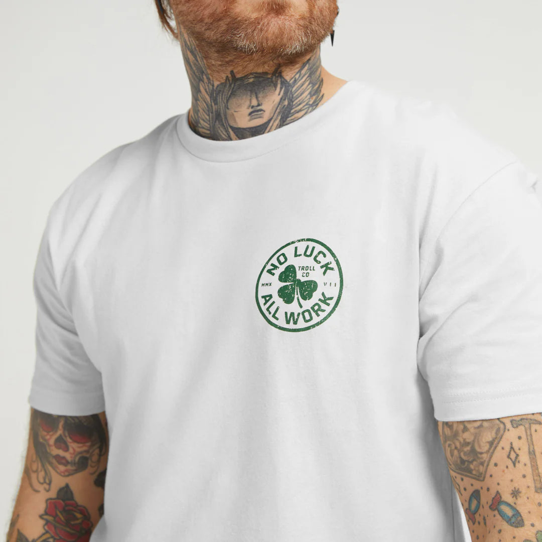 Dirty Hands Clean Money NOLAW broken clover tshirt tc3020 white