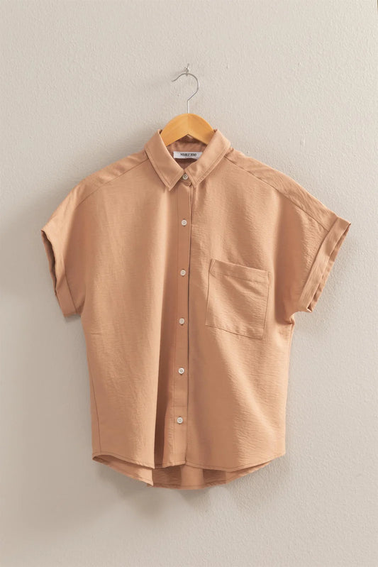 Malibu short sleeve button up shirt dz25a767 dark taupe