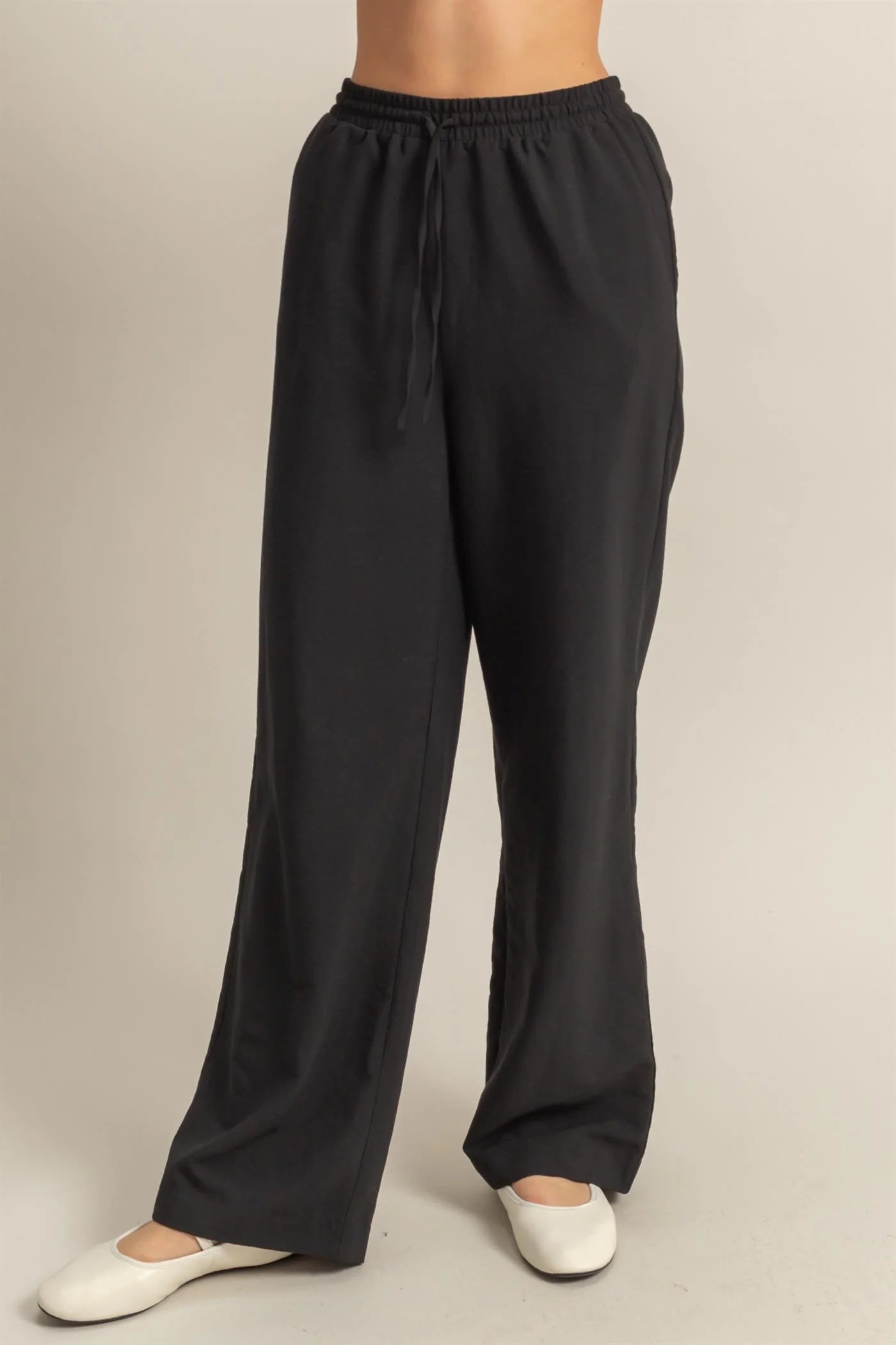 Malibu DZ25A895-High-Waist Wide Leg Woven Pant black