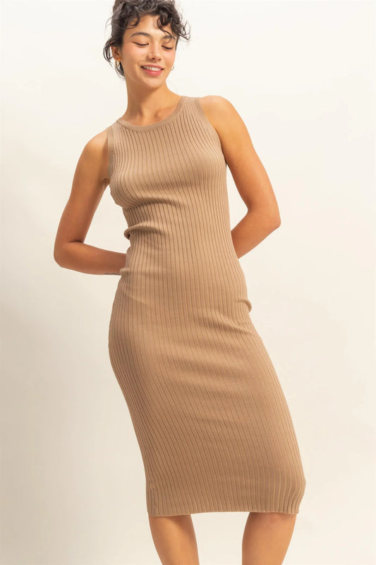 Malibu rib dress dz25a918 dark taupe