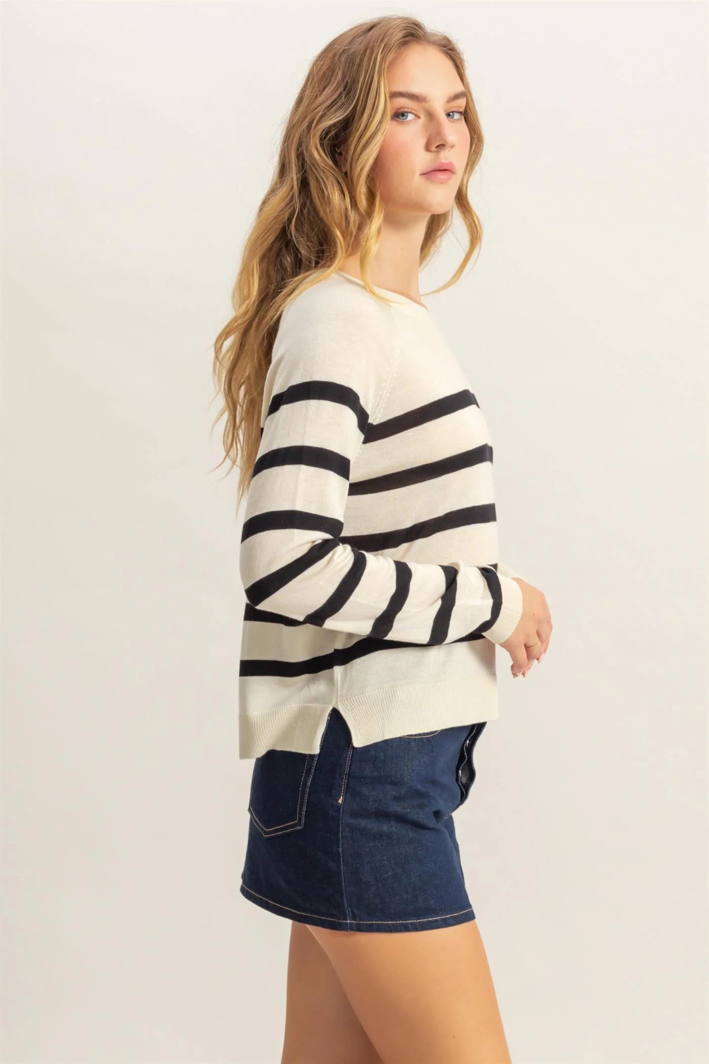 Malibu lightweight sweater dz25c061 black & cream