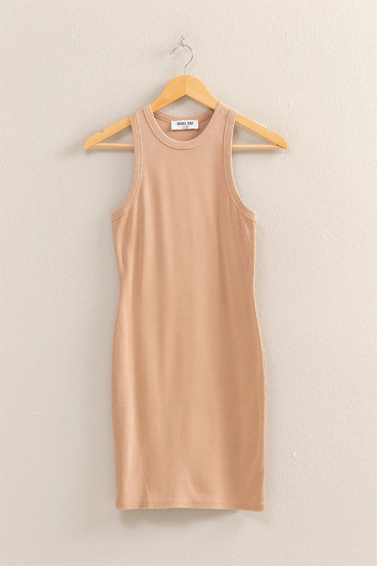 Malibu acid wash rib dress dz25e297 dark taupe