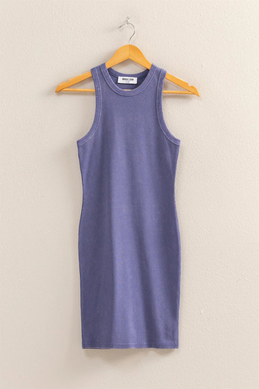 Malibu acid wash rib dress dz25e297 dusty indigo