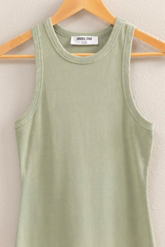 Malibu acid wash rib dress dz25e297 sage green