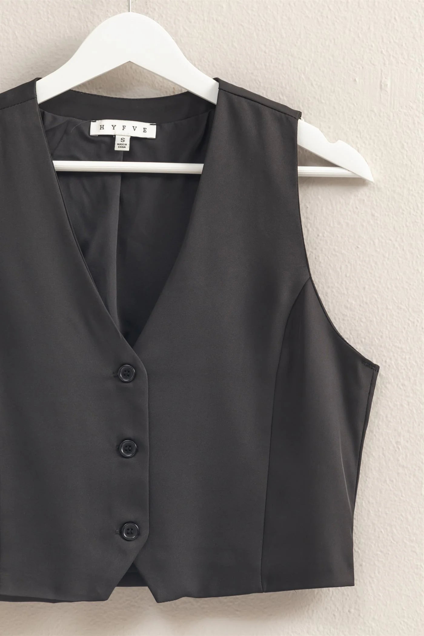 Malibu HF25A363-Sleeveless V-Neck Hidden Button Vest black