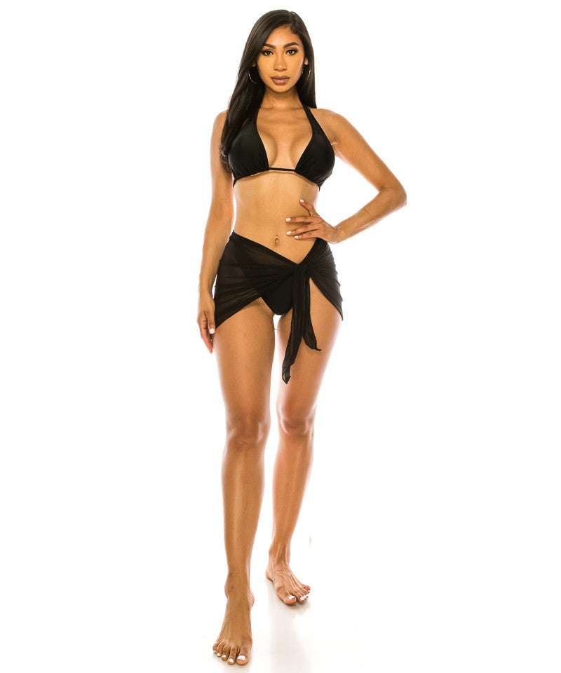 Malibu Mermaid bikini and skirt set by1254 black