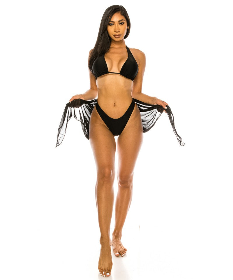 Malibu Mermaid bikini and skirt set by1254 black