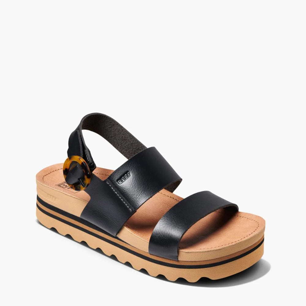 Reef vista hi buckle platform sandal c19064blkt black & tan