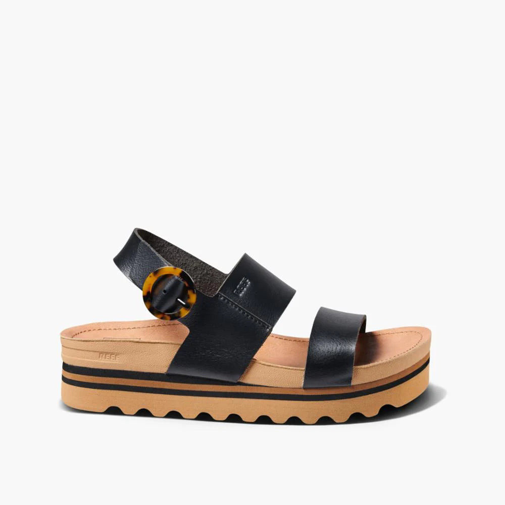 Reef vista hi buckle platform sandal c19064blkt black & tan