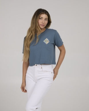 Salty Crew tippet fill crop top 20035804w fin blue