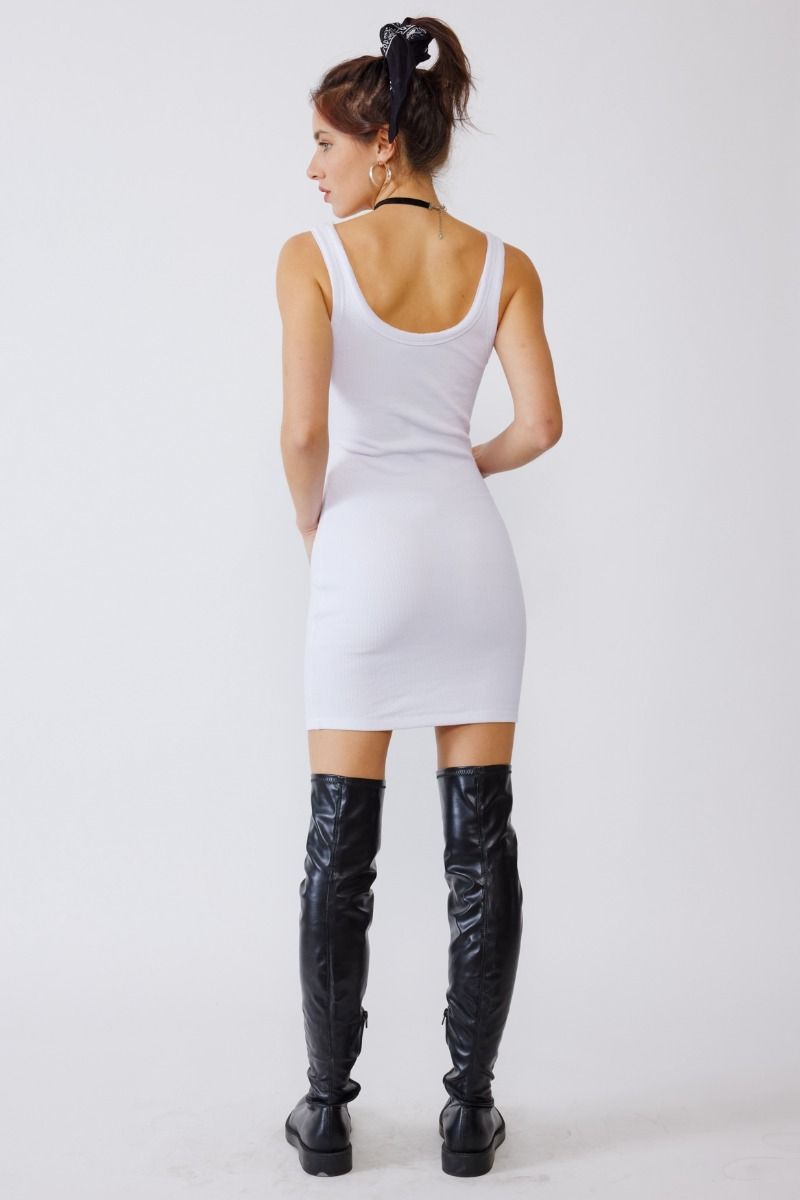 Malibu ribbed dress id379 white