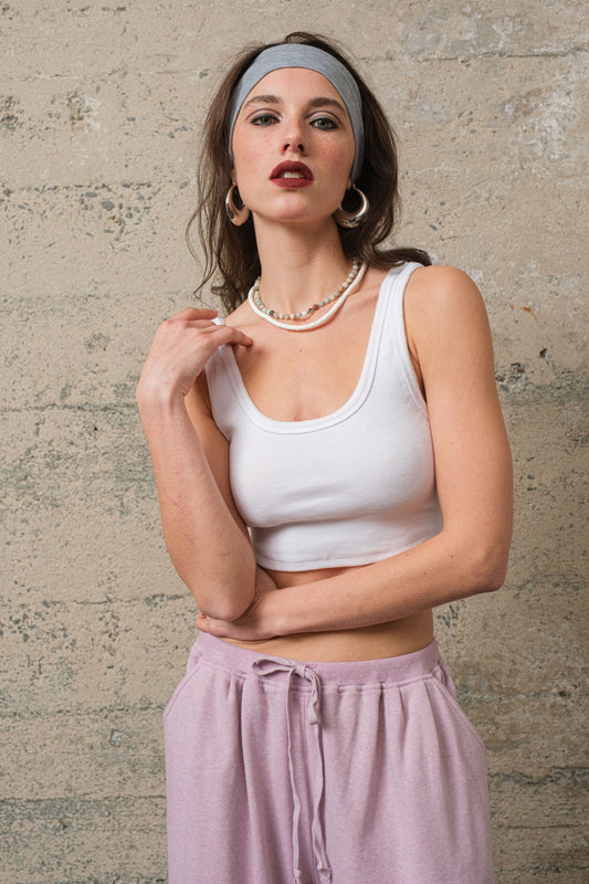 Malibu ribbed crop top it457 white