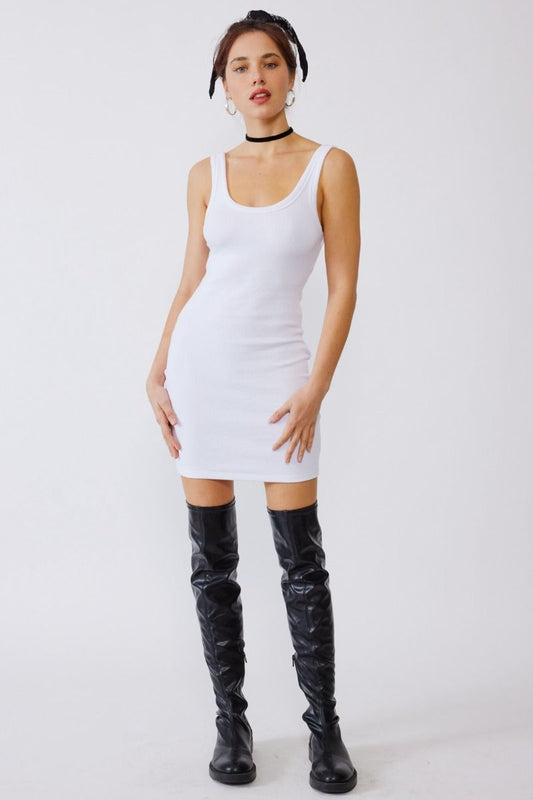 Malibu ribbed dress id379 white