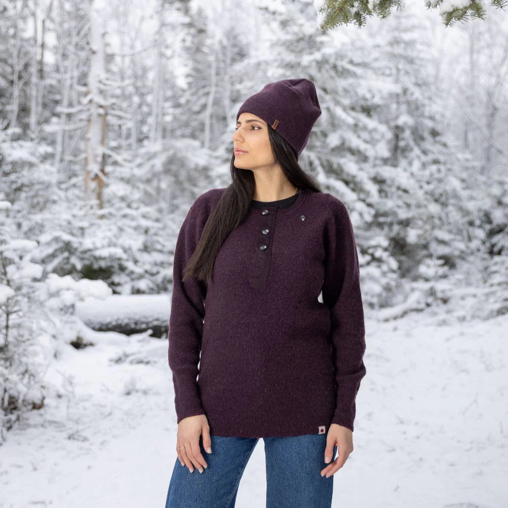 Stanfield's Heritage Heavy Weight Wool Henley #1328 b95 purple leaf