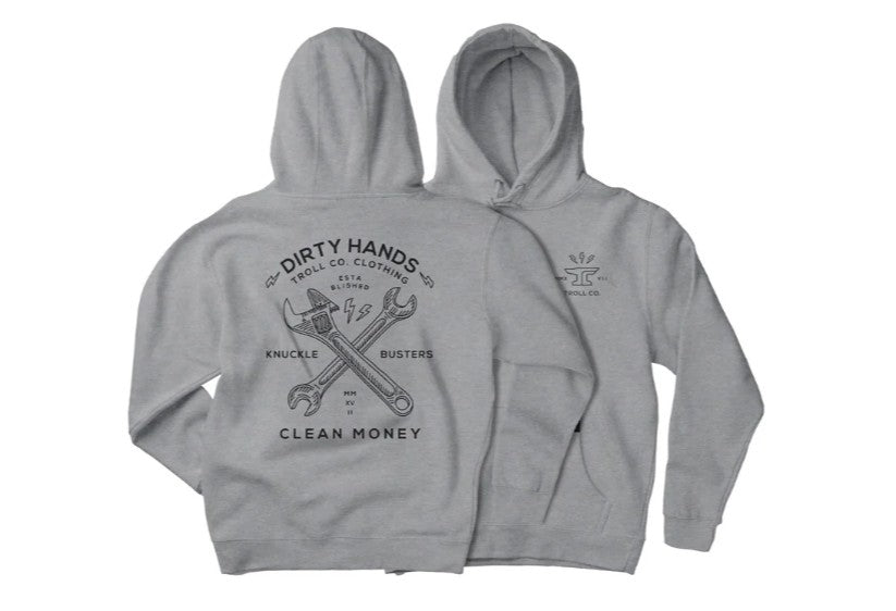 Dirty hands clean money youth twisting wrenches hoody tc2138 grey