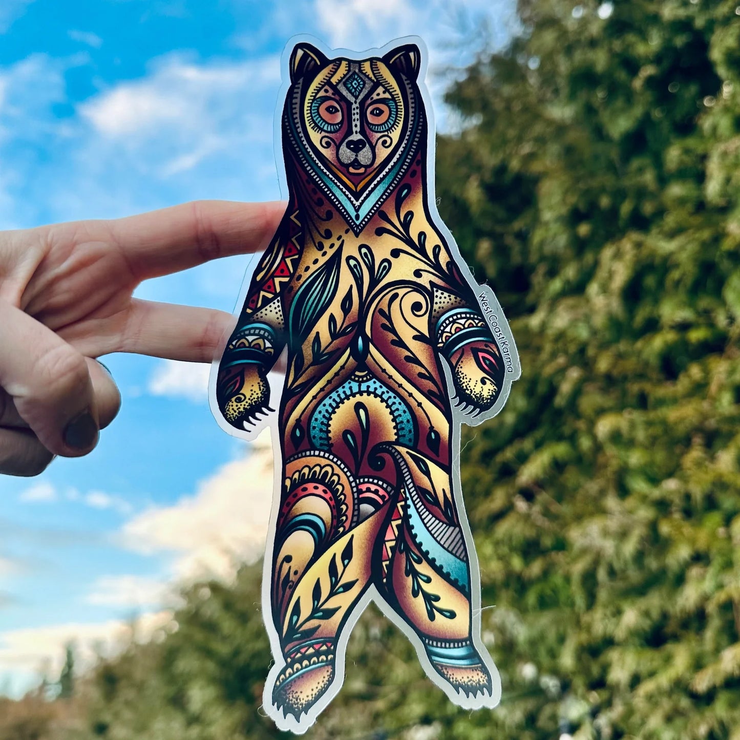 West Coast Karma Standing Bear Car Decal