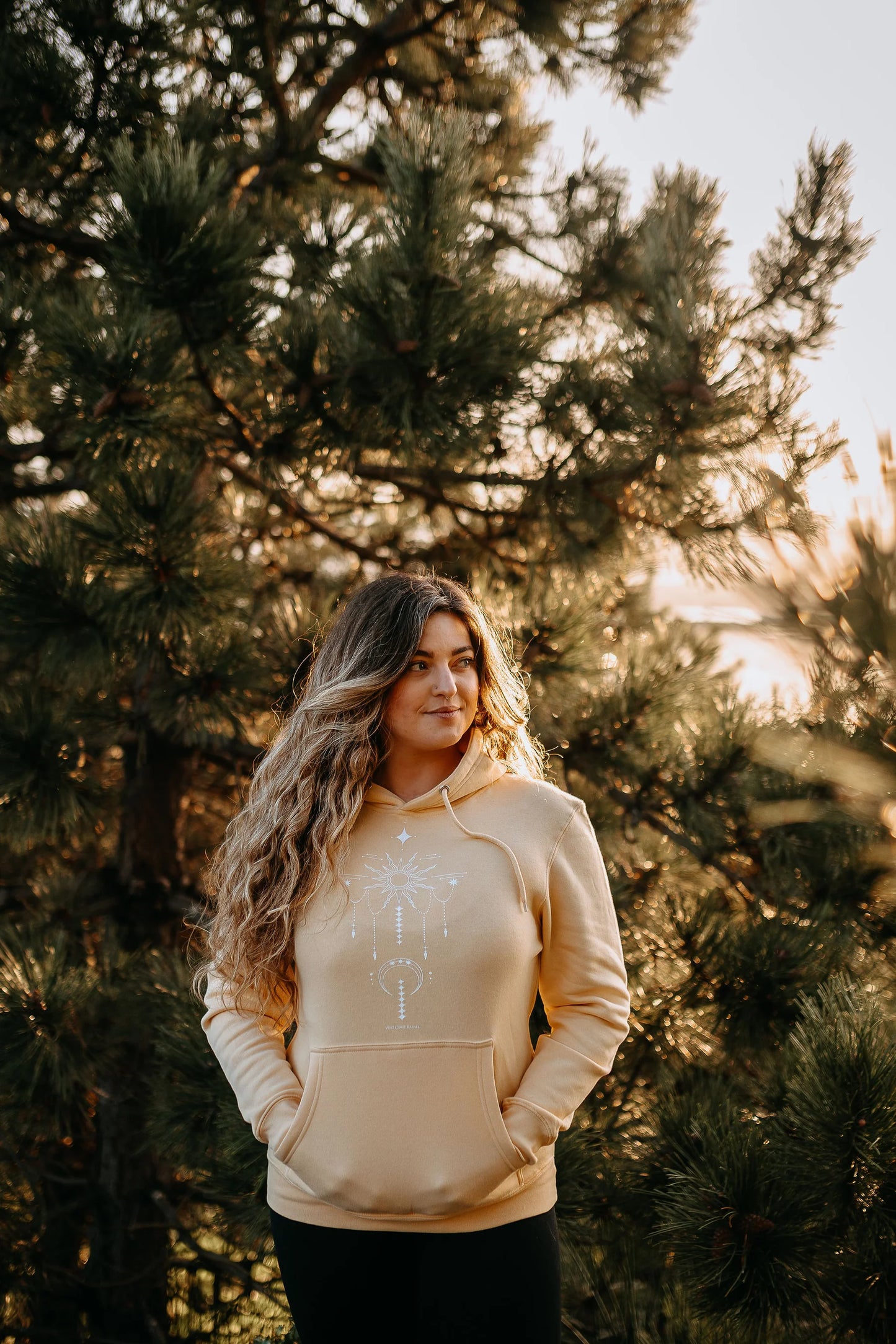 West Coast Karma Sun Celestial Plush Hoodie in Pina Colada