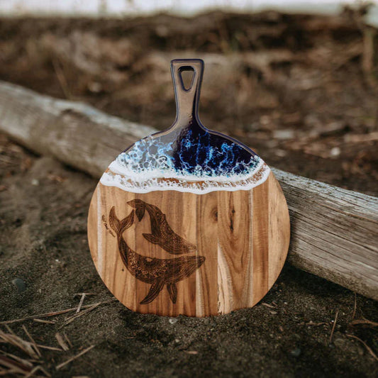 West Coast Karma Acacia Wood & Resin Charcuterie Board - Humpback Mom & Bub