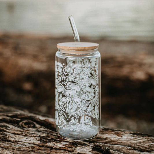 West Coast Karma Cottage mushroom glass tumbler