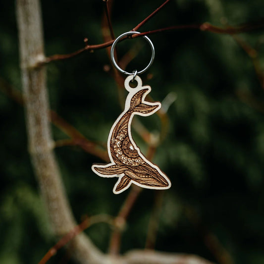 West Coast Karma Humpback Engraved Wooden Keychain