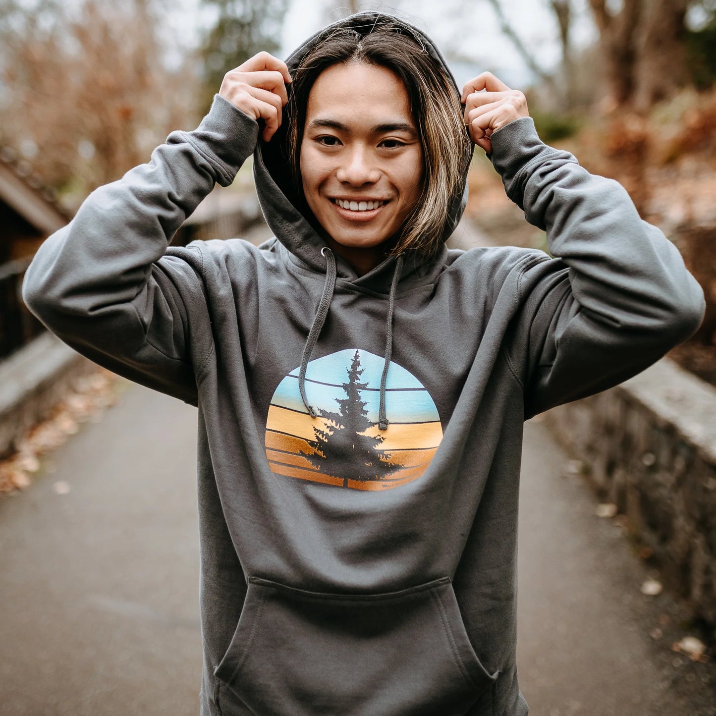 West Coast Karma Retro Tree hoody charcoal
