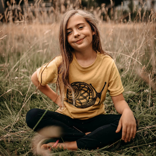 West Coast Karma youth  Snail Tshirt mustard