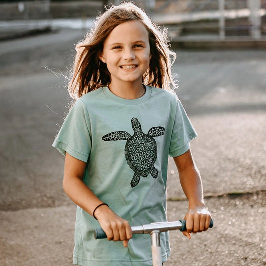 West Coast Karma youth Turtle Tshirt mint green