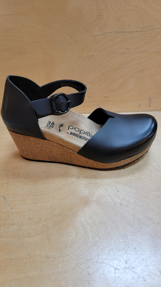 Birkenstock Mary ring buckle leather wedge 1018523 black
