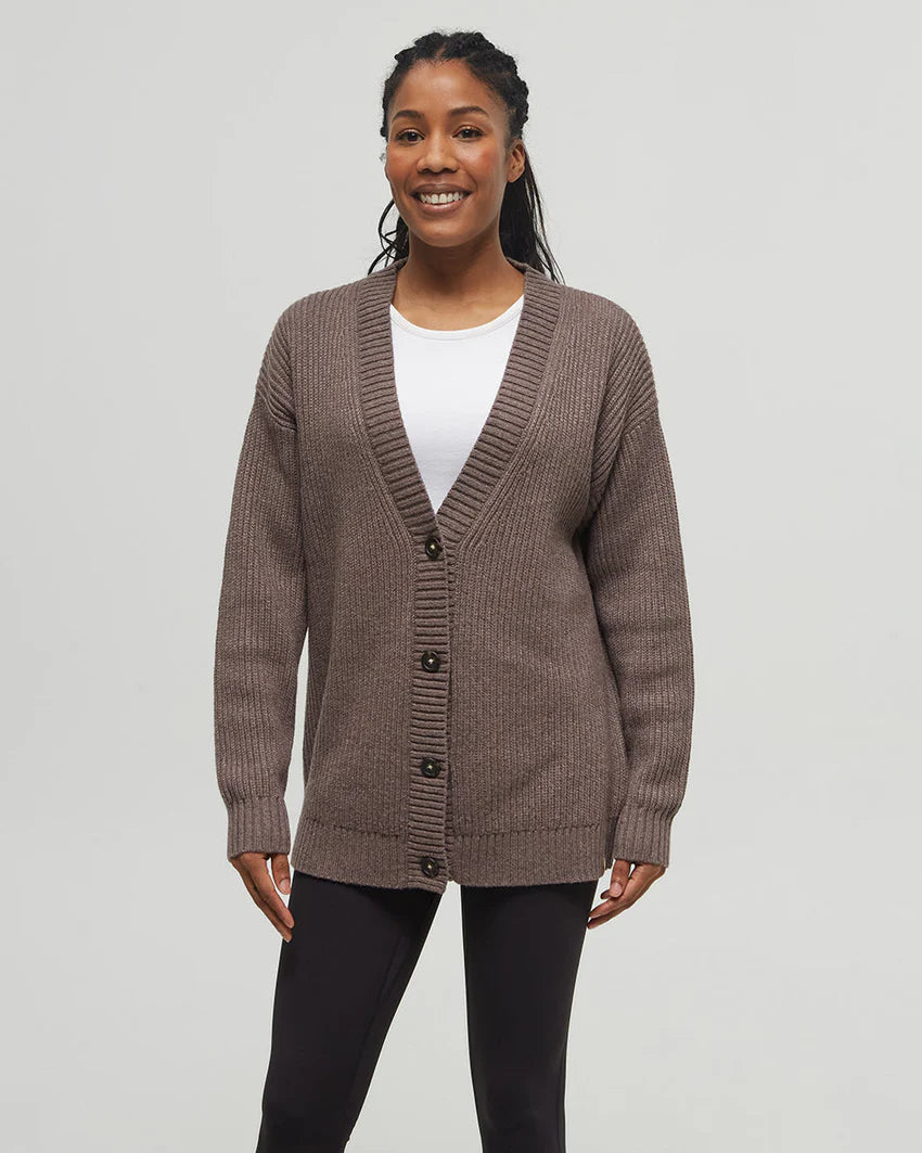 Ten tree highline oversized button cardigan tcw5907-3453 dark elkwood heather