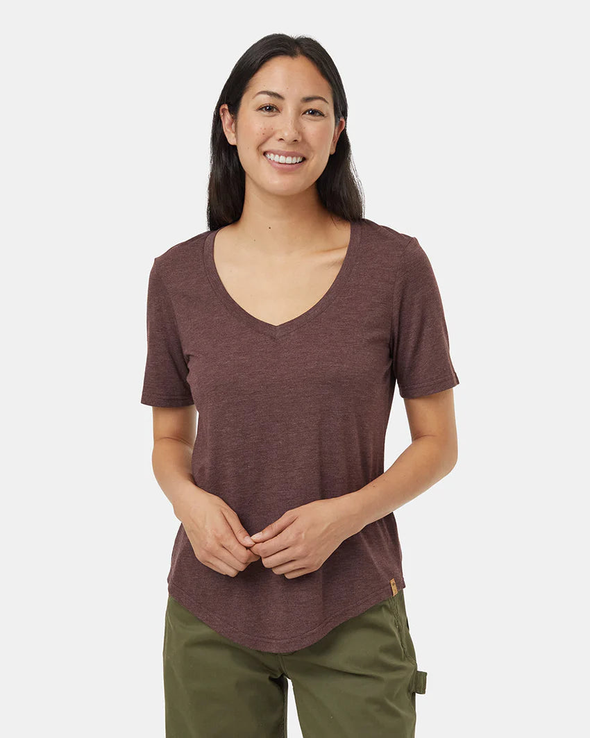 Ten Tree treeblend vneck tshirt tcw2456-3429 deep mahogany heather