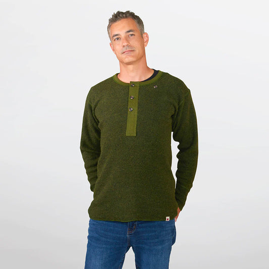 Stanfields Heritage Heavy Weight Wool Henley #1328 440 alpine green