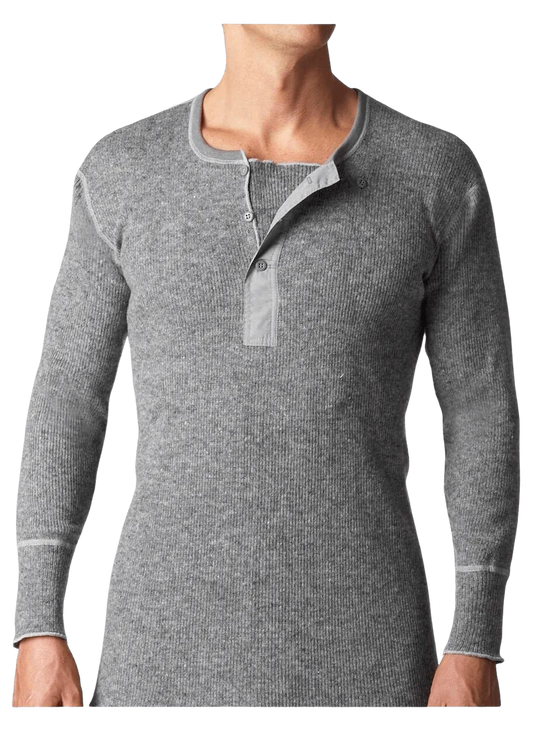 Stanfield's Heritage Heavy Weight Wool Henley #1328  551 grey