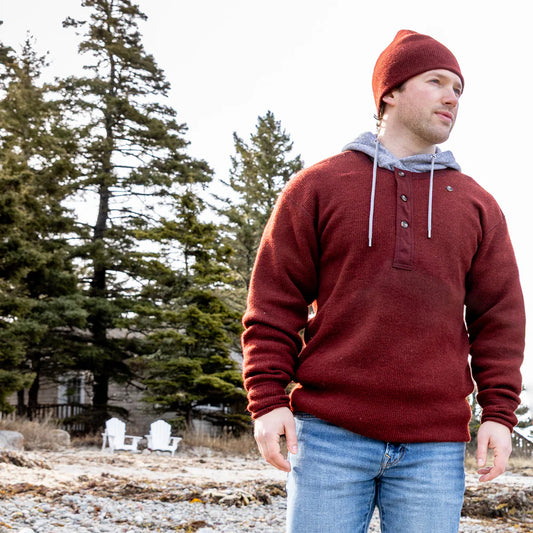 Stanfield's Heritage Heavy Weight Wool Henley #1328  b97 rosewood