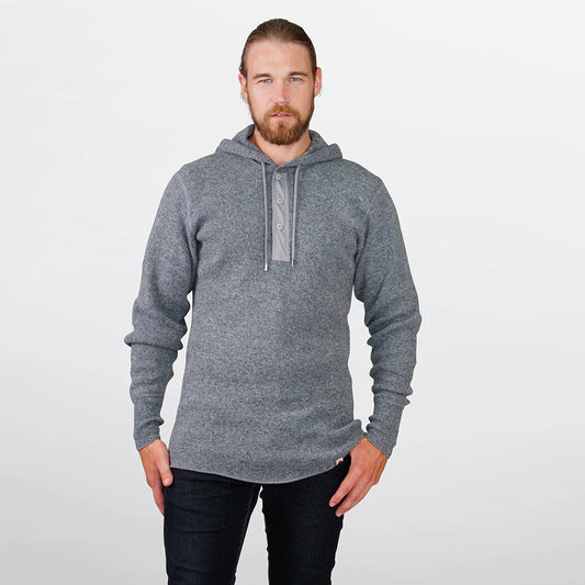 Stanfield's Heavy Weight Wool Henley with Hood #1329 551 grey