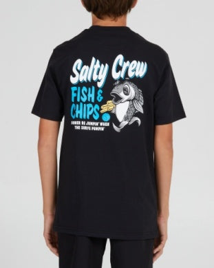 Salty Crew Fish & Chips  youth tshirt 20035607y black