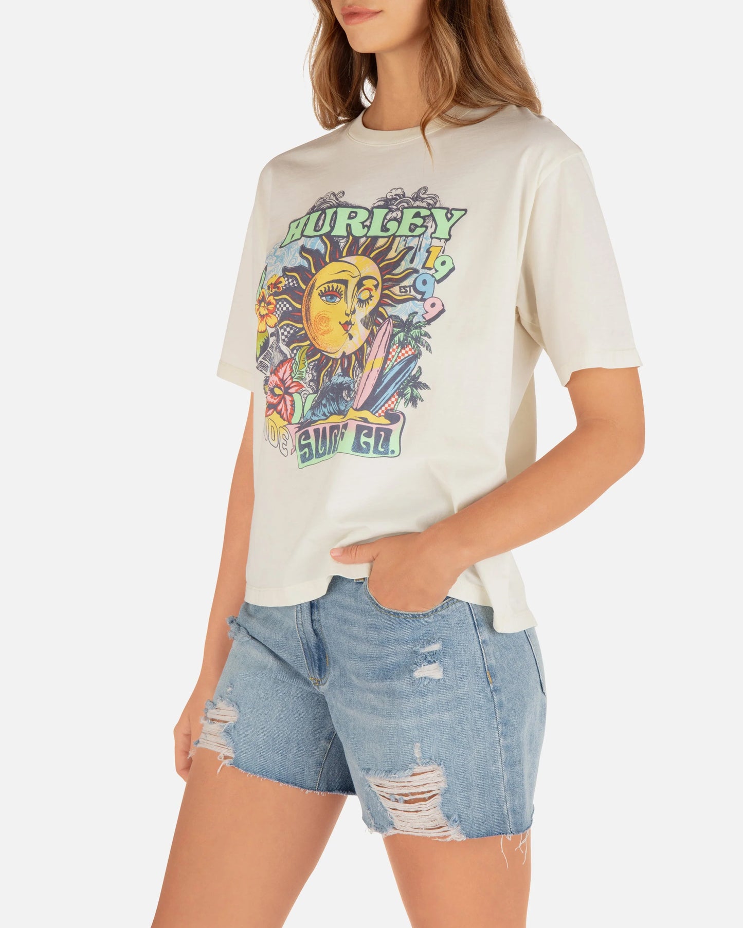 Hurley along for the ride slim boyfriend tshirt hu019k4 cream