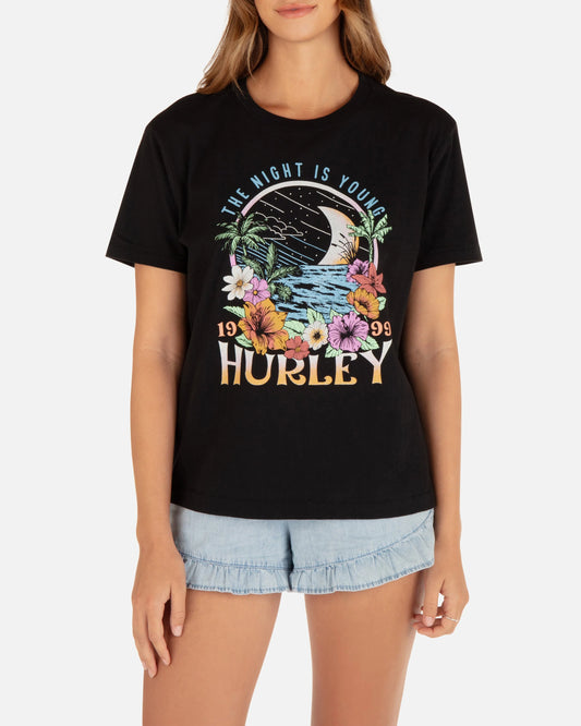 Hurley the night is young girlfriend tshirt hu028k4 black