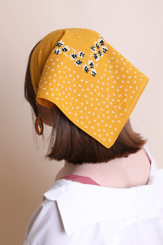 Malibu dot and floral bandana 3914 mustard